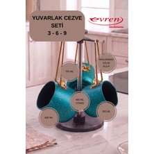 EVREN MUTFAK 4 Parça Green(Yeşil) Cezve Seti (350-600-750 ml Cezve + Stant)
