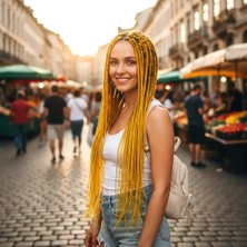 Esranın Dünyası Afrika Örgüsü ve Rasta Için Sentetik / Koyu Sarı