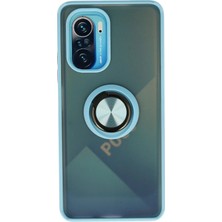 Ankaverse®   Redmi K40 Kılıf Montreal Yüzüklü Silikon Kapak - Buz Mavi
