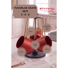 EVREN MUTFAK 4 Parça Green(Yeşil) Cezve Seti (350-600-750 ml Cezve + Stant)