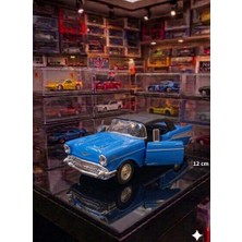 Oyuncak Sahili Chevrolet Chevy 1957 Klasık Koleksiyon 12CM Model Metal Araba Dıecast Araba Kapıları Açılır Mavi