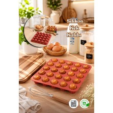 Porsima 30044 Silikon 25LI Muffin Kalıbı Çiçek Kek Kalıbı Kalıbı Kiremit 24*24CM
