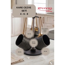 EVREN MUTFAK 4 Parça Cream(Krem) Kare Cezve Seti (250-350-500 ml Cezve + Stant)