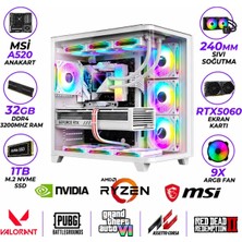 TCW10 Ryzen 7 5700X 32GB 1tb M.2 SSD RTX5060 8gb Sıvı Soğutmalı Beyaz Masaüstü Oyuncu Bilgisayarı