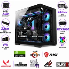 Teknocity TCX10 Ryzen 7 5700X 32GB 1tb M.2 SSD RTX5060 Sıvı Soğutmalı Masaüstü Oyuncu Bilgisayarı Hazır Sistem