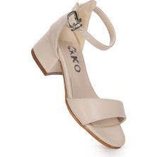 Kiko Kids Sheila Cilt Günlük Kız Çocuk 4 Cm Topuklu Sandalet Abiye Ayakkabı