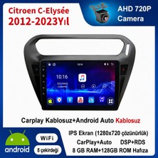 Conio Citroen C-Elysee 2012-2023 Yıl Uyumlu 8GB Ram 128GB Rom Hafıza Android Kablosuz Carplay Navigasyon Multimedya 9 Inç Ekran Hediye Görüş Kamerası Hediye Çerçevesi