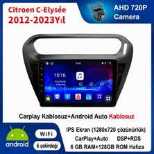 Conio Citroen C-Elysee 2012-2023 Yıl Uyumlu 6GB Ram 128GB Rom Hafıza Android Kablosuz Carplay Navigasyon Multimedya 9 Inç Ekran Hediye Görüş Kamerası Hediye Çerçevesi