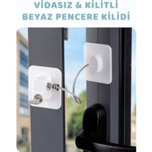 Bnl ticaret Çelik Halatlı Yapışkanlı Çocuk Güvenlik ve Pencere Kilidi Beyaz (2 Adet)
