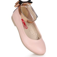 Kiko Kids Ankle Cilt Cırtlı Kız Çocuk Fiyonklu Babet Ayakkabı Bilekten Bağlamalı