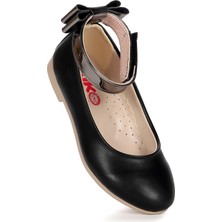 Kiko Kids Ankle Cilt Cırtlı Kız Çocuk Fiyonklu Babet Ayakkabı Bilekten Bağlamalı