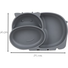 Porsima MYS34005 Silikon 3 Bölmeli Kaymaz Bebek Mama Tabağı Antrasit 14*21CM