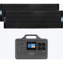 Antfea S2200 Pro Taşınabilir Güç Kaynağı + 2 Adet 300W Taşınabilir Güneş Paneli [ 2.4 Kw / 2.2 Kwh / 600 W ]