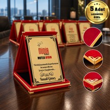 BK Gift Logonuza Özel 5 Adet Mesajlı Kırmızı Kadife Albüm Plaket Kurumsal Ödül ve Teşekkür Seti