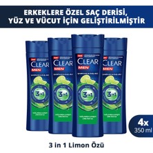 Clear Men 3in1 Şampuan & Duş Jeli Yağlanma Karşıtı Lime Özü 350 ml X4