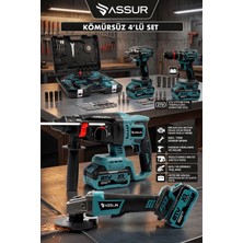 Assur Profesyonel 21V Akülü Matkap & Taşlama & Kırıcı Delici Hilti & Somun Sıkma Sökme 4'lü Set