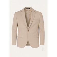 Plus Scorpion CK2047 Erkek Bej Blazer Ceket – Slim Fit, Tek Düğmeli, Şık Spor-Klasik Model