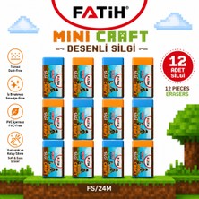 Danacı Kırtasiye Fatih Mini Craft Desenli Silgi 12'li Set Tozsuz Iz Bırakmaz Pvc Içermez Yumuşak Silgi