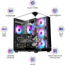 Dragos DRX7932 Ryzen 7 5700X 16GB Ram 512GB M2 Nvme SSD Gigabyte Windforce Gigabyte Windforce 8gb RTX5060 Oyuncu Hazır Sistem