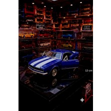 Oyuncak Sahili Chevrolet Camaro Z28 Klasik Metal 12CM Araba 1967 Kapılar Açılır Diecast Masaüstü Koleksiyon Model Metalic Mavi