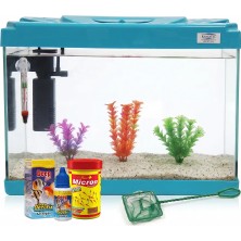Kanki Pet Kp5018 Turkuaz Akvaryum 50 cm (26 Litre) Balık Dostu Renkli Kapaklı Set ile Modern Tasarım