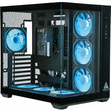 Aerstone Hyperion Panoramik Akvaryum Oyuncu Kasası | 7x120mm ARGB Fan | Dahili 1000W 80+ Gold Güç Kaynağı