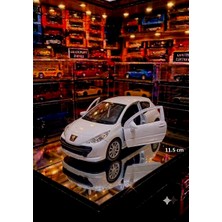 Oyuncak Sahili Peugeot 207 Diecast Metal Model 1.36 Orjnal Çekbırak Pejo 207 Kapıları Açılır 11.5cm Metalic Beyaz