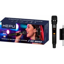 HEPU HP-M002 Kablosuz Mikrofon Sistemi – Dijital Ekranlı USB Alıcılı Şarjlı