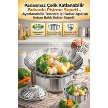 Empressco Paslanmaz Çelik Katlanabilir Buharda Pişirme Sepeti – Ayarlanabilir Tencere Içi Haşlama Aparatı
