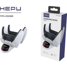 HEPU TP5-0506B PS5 DualSense Çiftli Şarj Standı – LED Ekran Göstergeli + Hızlı Şarj + Type-C Giriş
