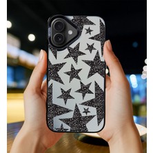 Powerfox Iphone 17 Uyumlu Silikon Kenar Sert Arka Anti Düşme Kılıfı Yıldız Desenleri MK01A
