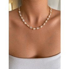 Sun Jewellery Deniz Kabuğu Boncuklu Gold Detaylı Çelik Kolye