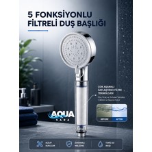 Aqua Sara 5 Fonksiyonlu Filtreli Duş Başlığı Su Arıtmalı, Klor ve Kireç Önleyici, Yüksek Basınçlı
