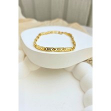 Sassy Takı 14K Altın Kaplama Labirent Desenli Klasik Gold Çelik Bileklik