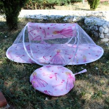 SerSev Katlanabilir Pembe Bebek Cibinlik Çantalı Tül Sineklik Haşere Koruyucu Bebek Gölgelik 120-60 cm