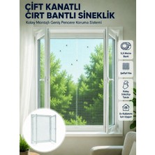 Mey Ithalat® Çift Kanatlı Cırt Bantlı Pencere Sinekliği Kolay Montajlı Beyaz File