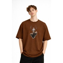 Mooien Deer - Oversize Erkek Tişört Kahve