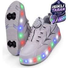 Nstil Unisex Yetişkin Çocuk Spor Ayakkabı Akıllı Bağcıklı Çıkarılabilen Patenli Işıklı Sneaker 003