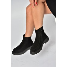 Fox Shoes Z555657302 Siyah Hakiki Deri Süet Kadın Bot