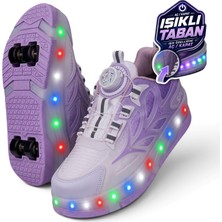 Nstil Unisex Yetişkin Çocuk Spor Ayakkabı Akıllı Bağcıklı Çıkarılabilen Patenli Işıklı Sneaker 003
