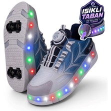 Nstil Unisex Yetişkin Çocuk Spor Ayakkabı Akıllı Bağcıklı Çıkarılabilen Patenli Işıklı Sneaker 003