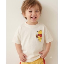 Babytex Sevimli Ayıcık Baskılı Çocuk Oversize Tişört Ekru %100 Pamuk Unisex Tişört