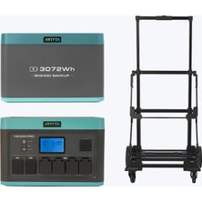 Antfea H2400 Pro Taşınabilir Güç Kaynağı + BH2400 Backup Yedek Batarya + H2400 Taşıma Römorku [ 2.4 Kw / 4.9 Kwh ]