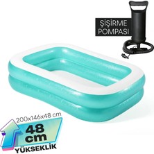 Blooma Dikdörtgen Şişme Aile Havuzu 200X150 cm Dayanıklı PVC Malzemeden Üretilmiş Büyük Boy