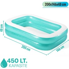 Blooma Dikdörtgen Şişme Aile Havuzu 200X150 cm Dayanıklı PVC Malzemeden Üretilmiş Büyük Boy