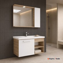 Kale Mare 100 cm Beyaz-Meşe Banyo Dolabı Takımı