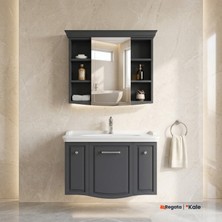 Kale Arte+ 80 Cm Mat Antrasit Banyo Dolabı Takımı (Krom Kulp)