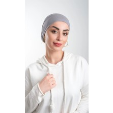 Hürrem Bone Gri Pratik Hazır Geçmeli Tesettür Bone Viskon Kumaş Sade 3003_15