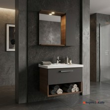 Kale Trevi 80 Cm Antrasit-Ceviz Banyo Dolabı Takımı