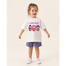 Babytex Çocuk Oversize Baskılı Tişört Huntrix Noodle Kızlar Desenli %100 Pamuk Unisex Tişört